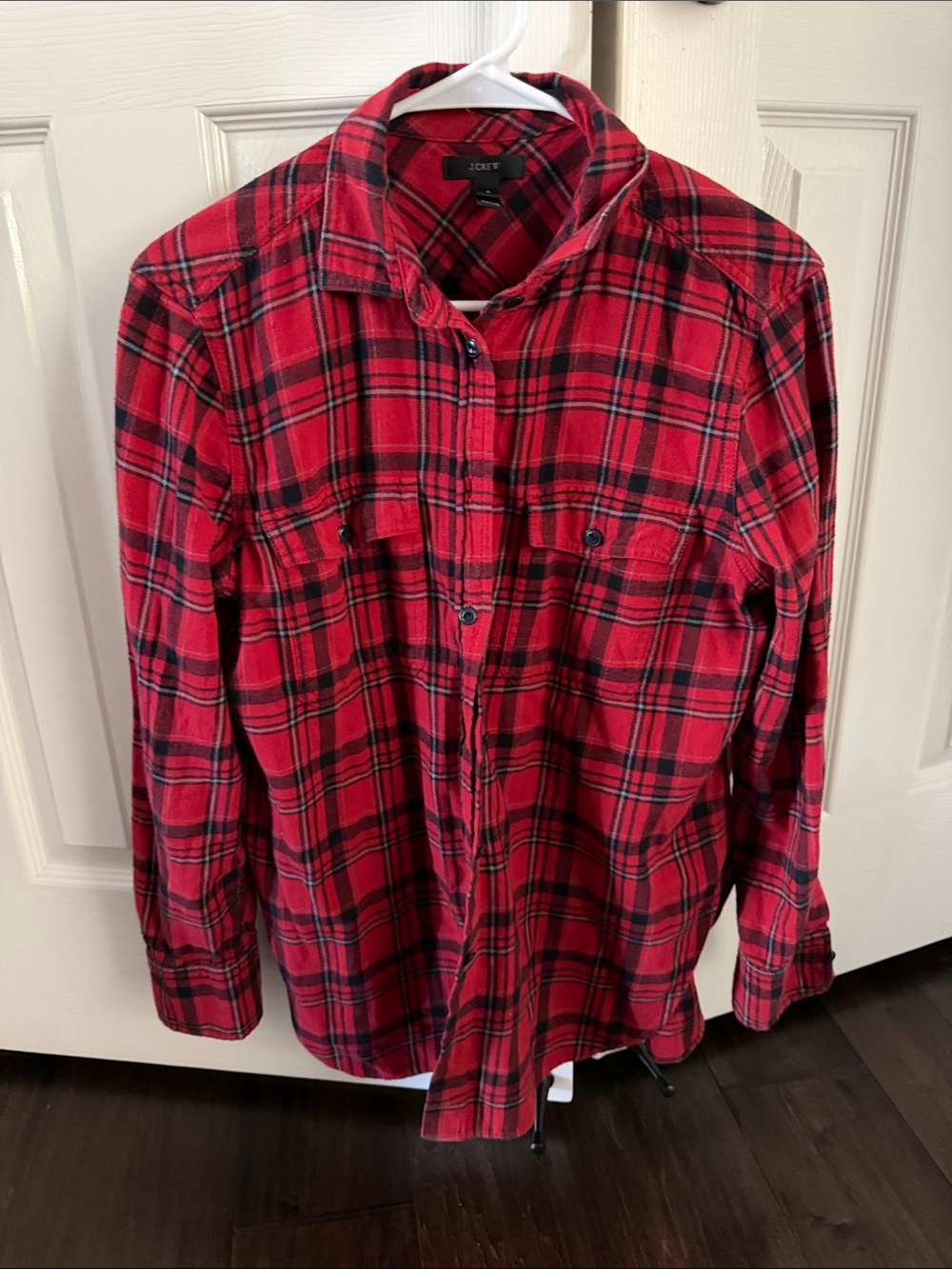 J. Crew Red and Black Plaid flannel Button-Down Shirt